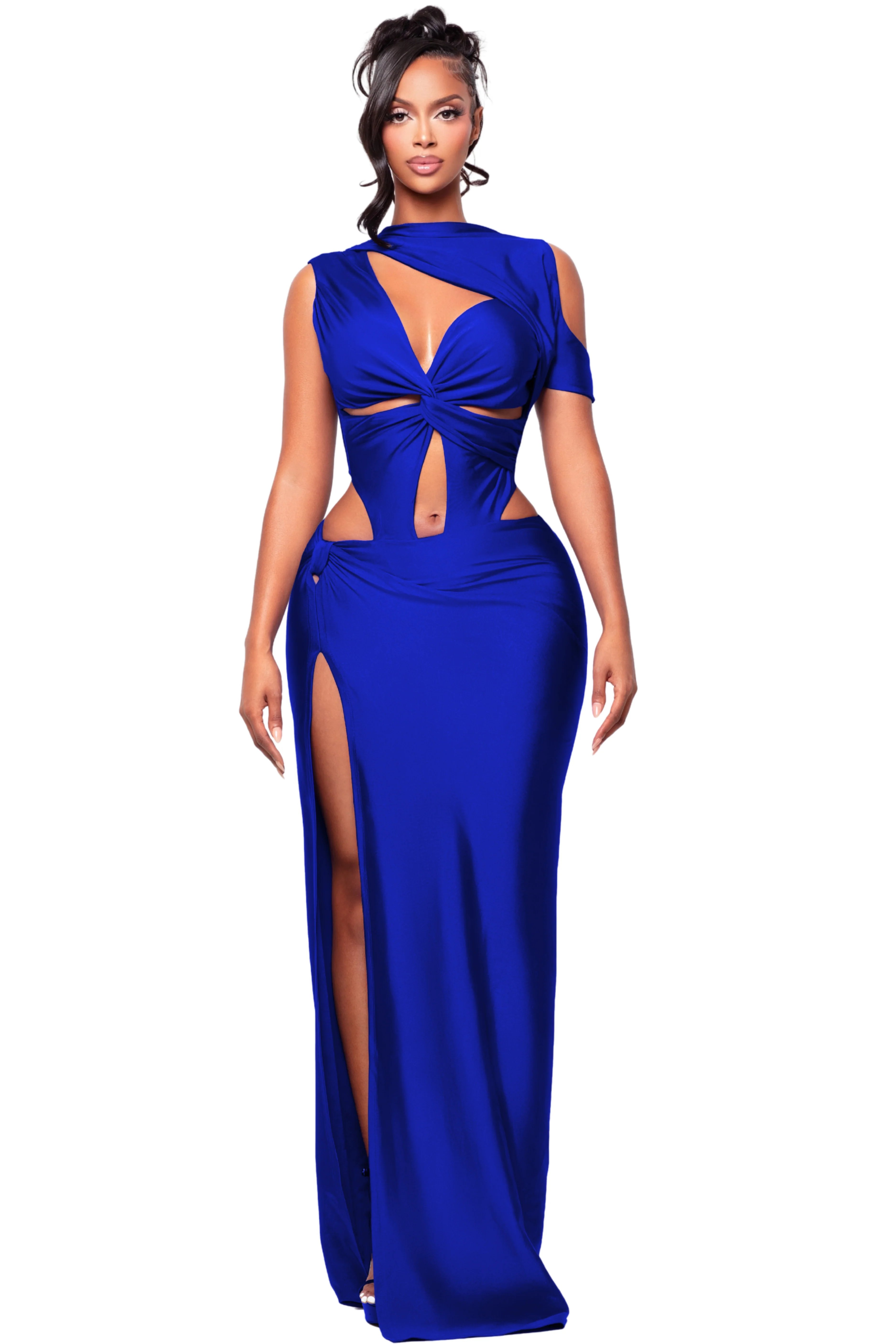 ST TROPEZ BLEU ONE SLEEVE DRESS - Image 3