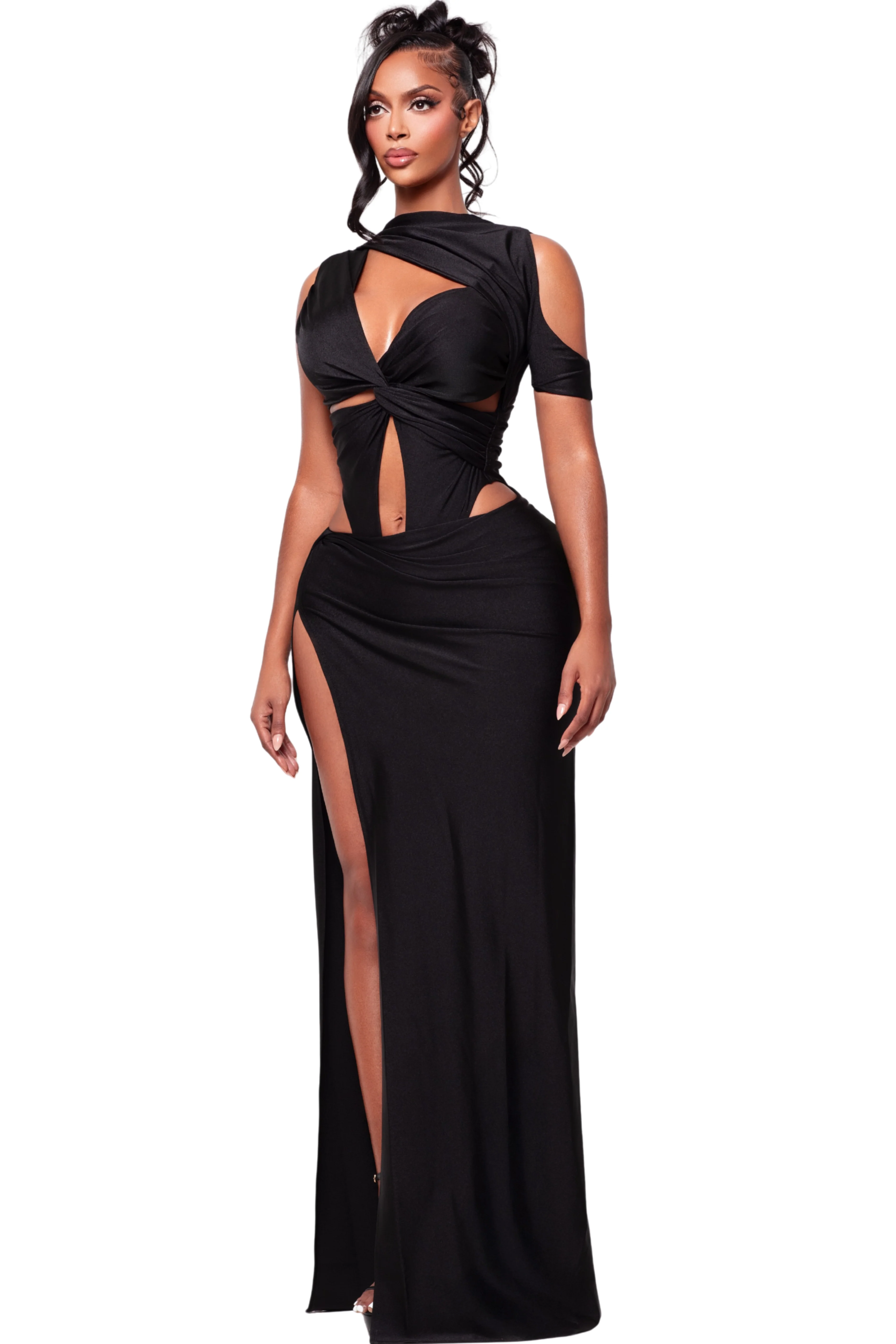 ST TROPEZ ONYX ONE SLEEVE DRESS - Image 3