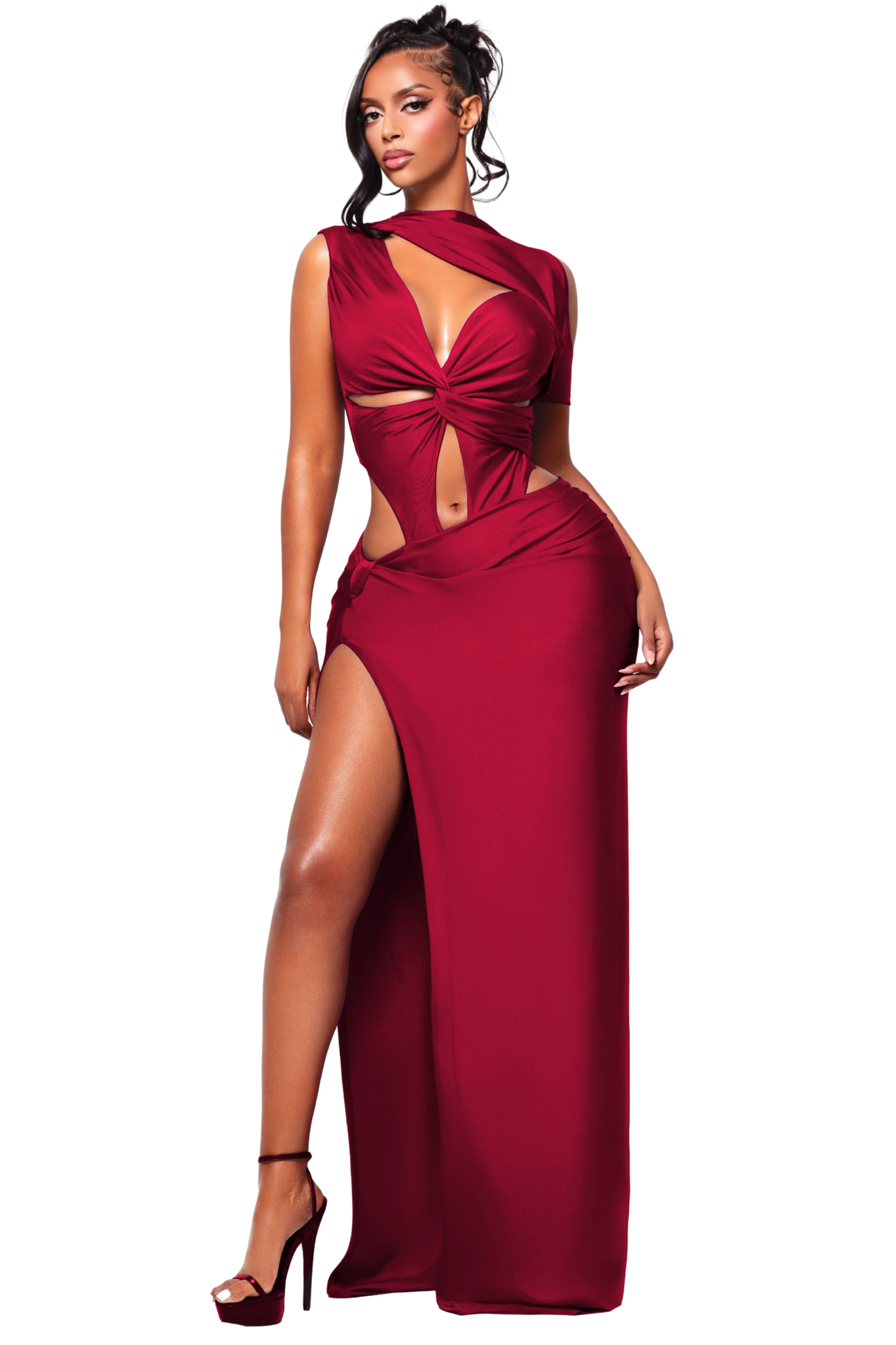 ST TROPEZ ROUGE ONE SLEEVE DRESS - Image 3