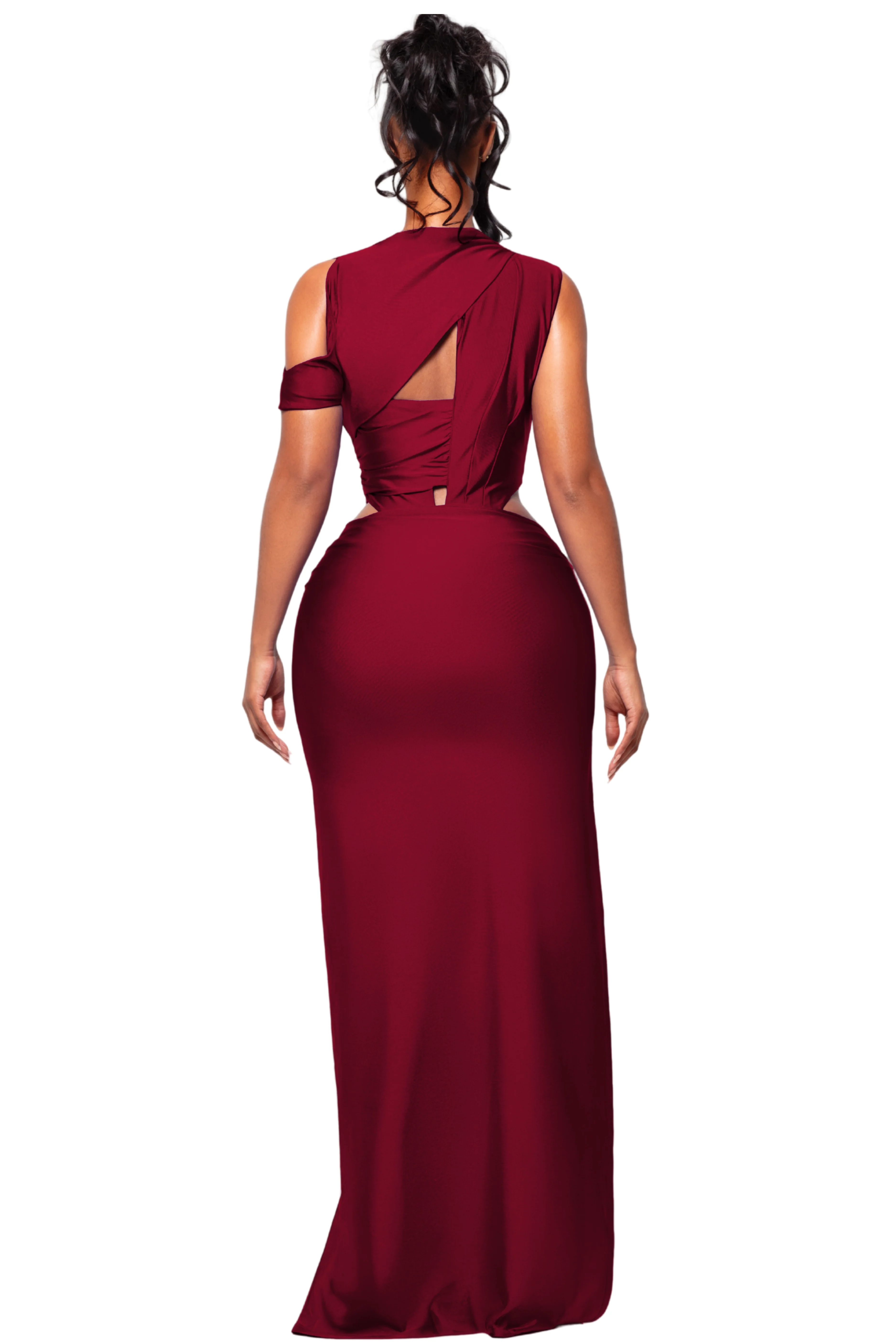 ST TROPEZ ROUGE ONE SLEEVE DRESS - Image 4