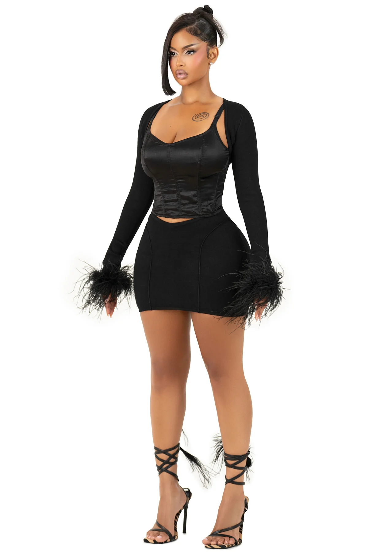 ZAYRE CROPPED FEATHER SLEEVES - Image 2